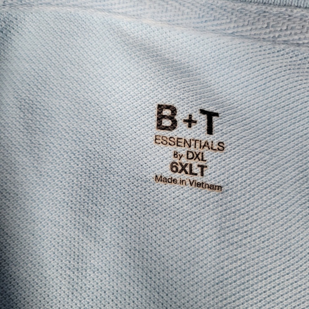 B+T Polo Shirt Mens 4XT Light Blue Short‎ Sleeve Pique Knit Big & Tall Classic - Picture 12 of 12